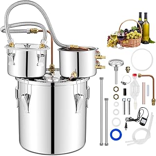 TANGZON Moonshine Still Distiller, 3 Pots 5 Gal 22L/8.5 Gal 38L Stainless Steel Water Alcohol Spirits Wine Making Boiler with Copper Pipe, Thermometer & Pump, Home Brewing Kit for Whisky Brandy (22L)