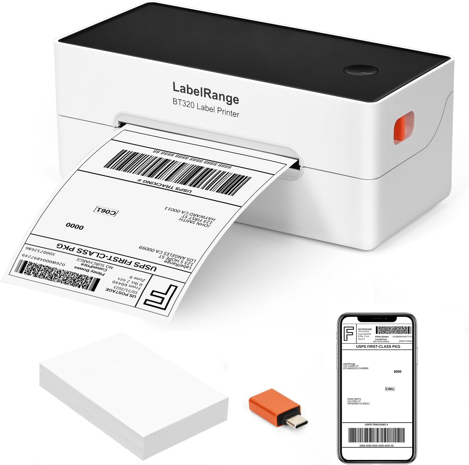Ecommerce Label Printer 4x6, Thermal Shipping Label Printer, Support Amazon, USPS, Pirate Ship, Shopify, Poshmark, Bluetooth and USB Connection