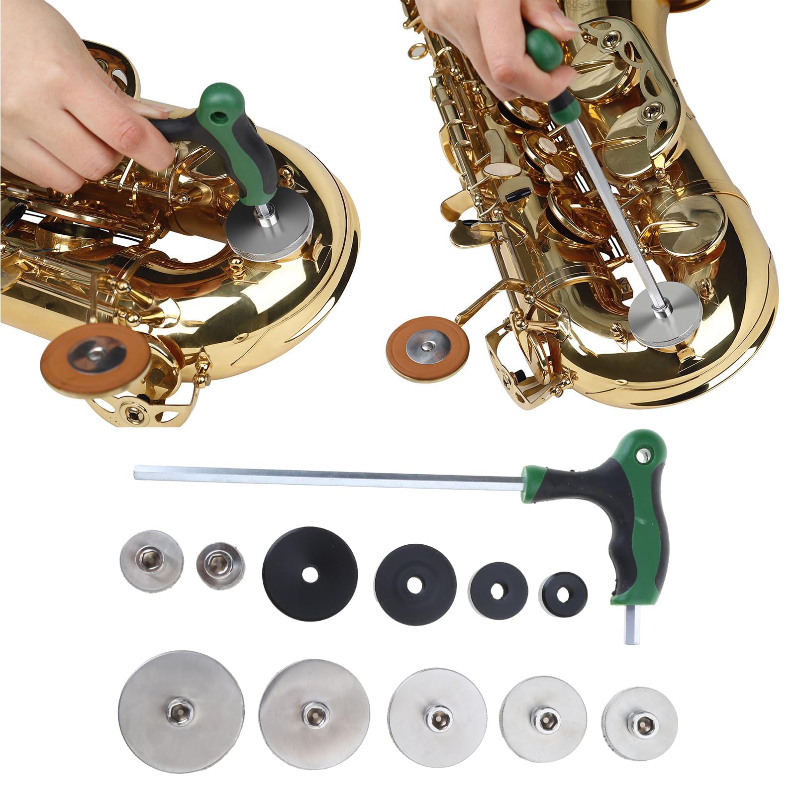 Herramienta de reparación de instrumentos musicales, juego de pulidora, tenores agudos, piezas de fijación, herramientas de saxofón, herramientas de nivelación y molienda