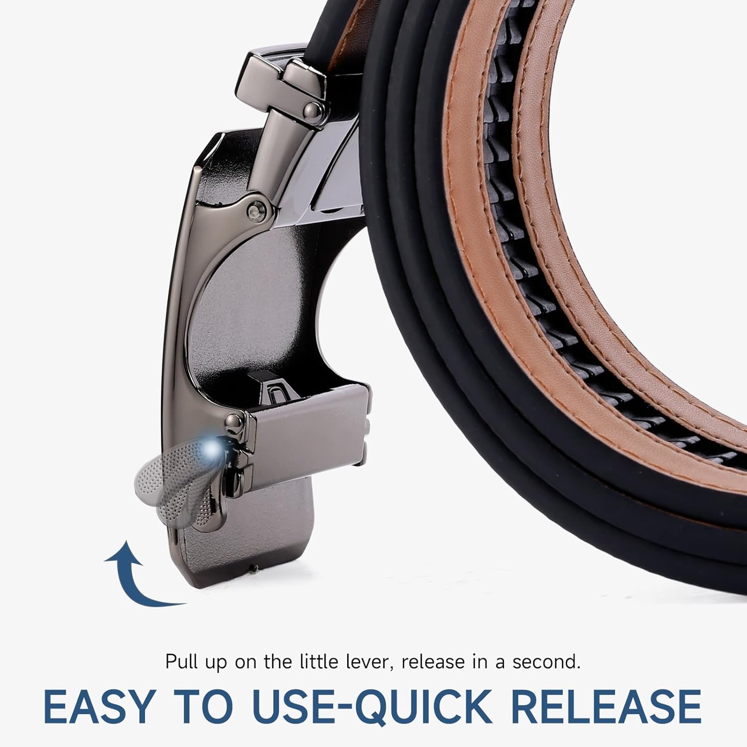 GAEKEAO Mens Belt Leather 1 3/8" - Micro-Adjust Buckle Ratchet Belts for Men Trim to Fit Dress Casual to Formal Gift Boxed - Image 4