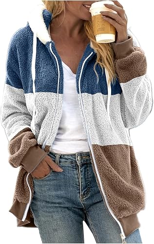 SNKSDGM Sudaderas con capucha para mujer, chaqueta de forro polar Sherpa de manga larga, sudadera con capucha de gran tamaño con bolsillos, abrigo