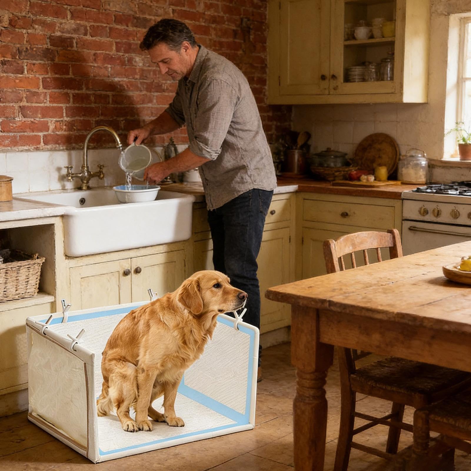 Pañal para perros y gatos - Bandeja plegable impermeable de borde alto, a prueba de fugas con 6 clips, para interiores, exteriores, viajes, baño, balcón, hogar y entrenamiento