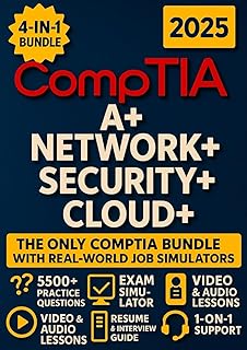 CompTIA Security+, A+, Network+ & Cloud+ Exam Prep (4-in-1): The Most Complete and Powerful Guide [VIDEO & AUDIO + LABS + FULL-LENGTH TESTS + CAREER & RESUME GUIDE + 24 WEEKLY DRILLS & EXAM SIMULATOR]