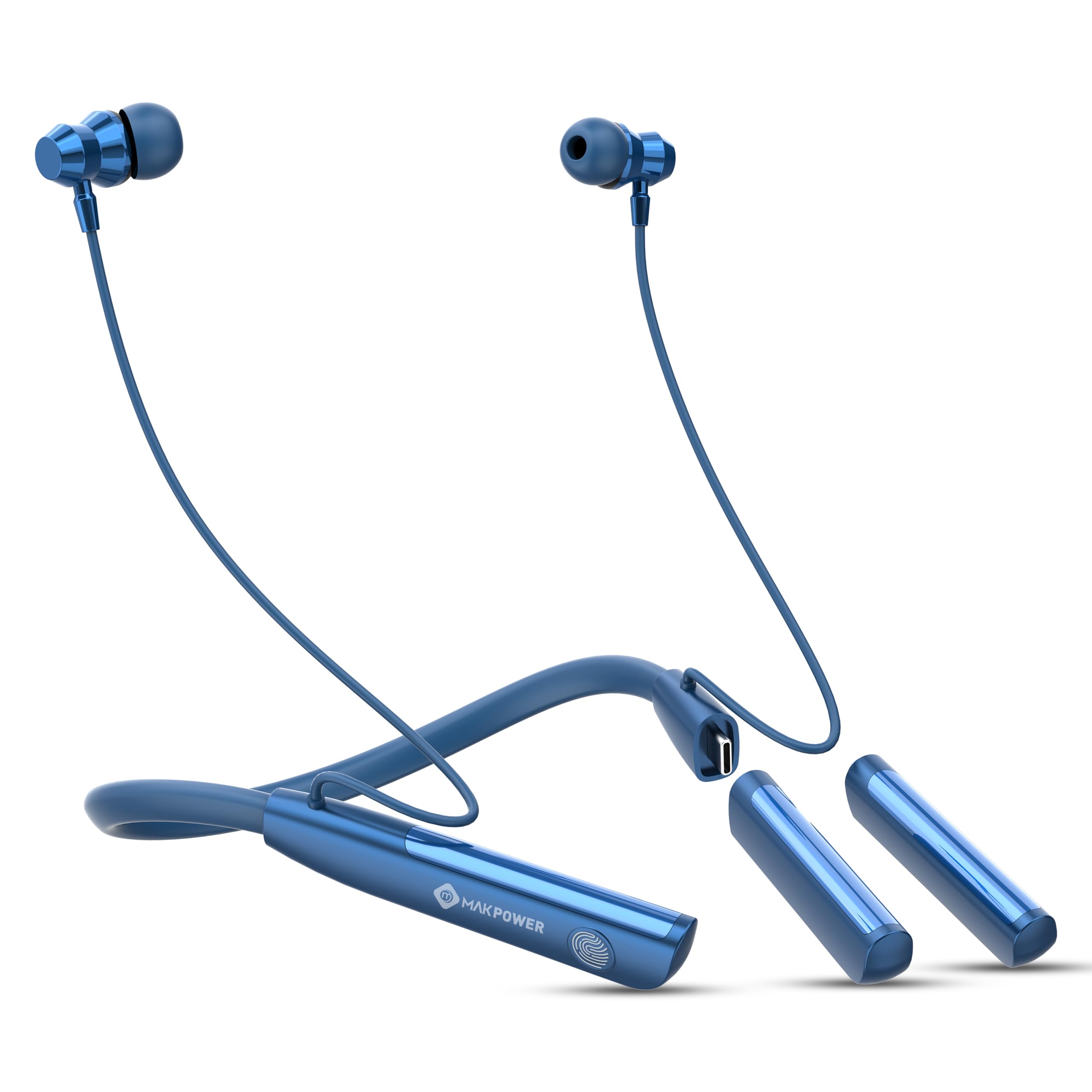 BT-252 Wireless Neckband Bluetooth Headphone with Extra Detachable Battery, 150H Playtime, Type-C Charging, Touch Control, Smart Magnetic Switch, Comfort Fit, Sporty Design with Massive Bass (Navy)-image-27