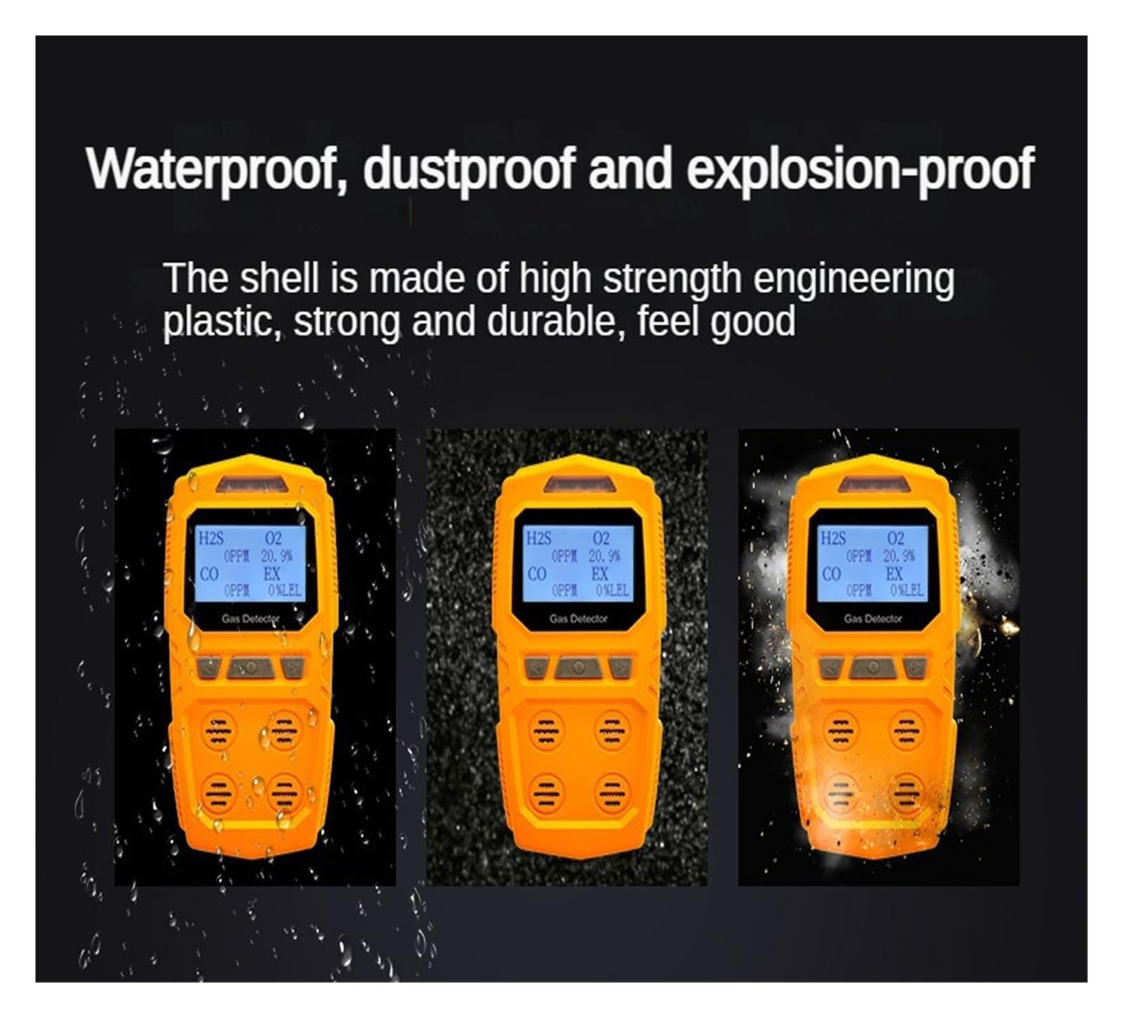 Détecteur de gaz Portable 4 en 1 IP65 Analyseur Combustible CO H2S Rechargeable Haute sensibilité