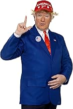 Smiffys President Costume, Blue & Red with Jacket, Tie, Hat & Pin Badges, Icons & Idols Fancy Dress, Adult Dress Up Costumes