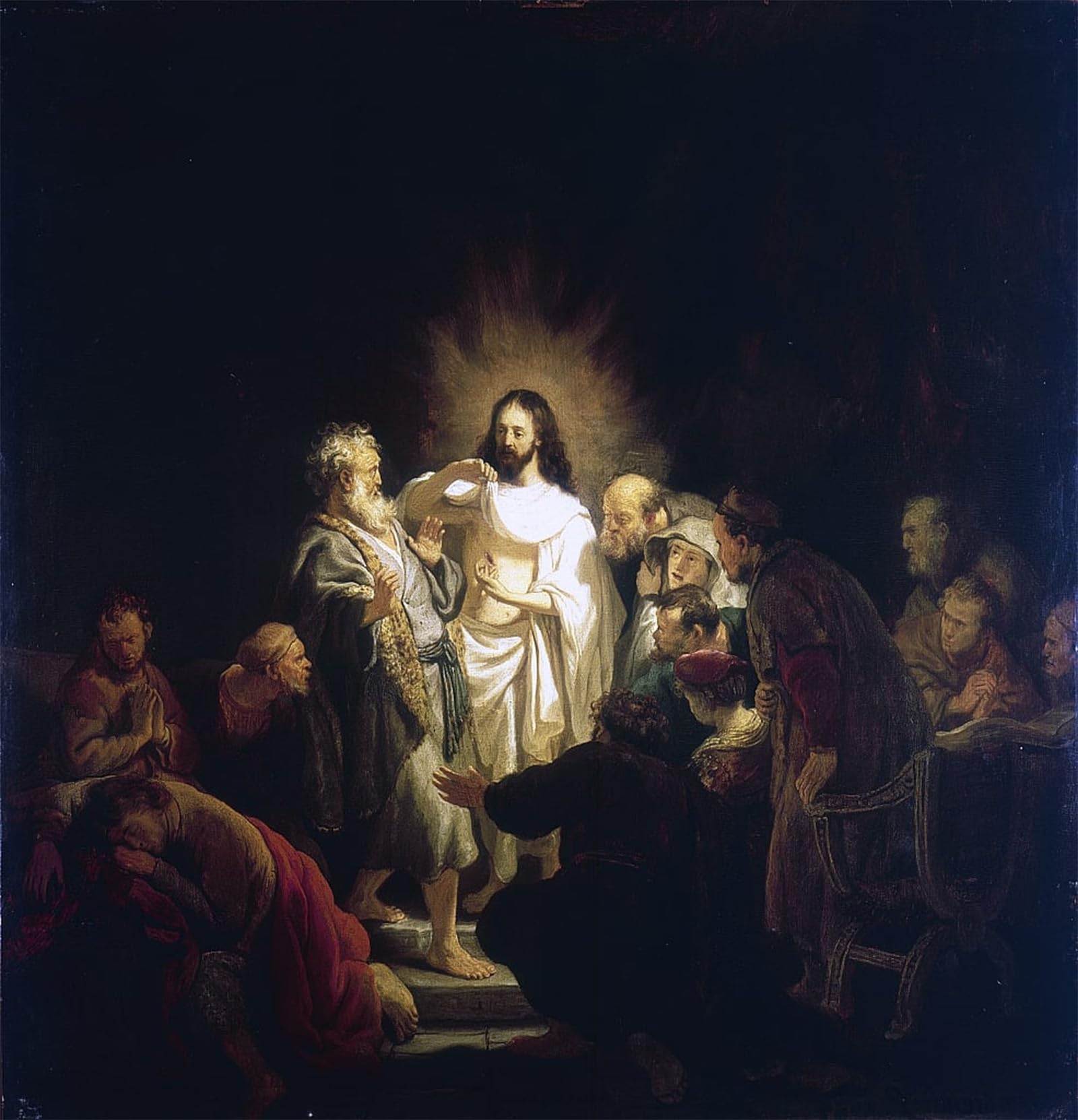 ARTXLXXBN Famous Art Print Poster Vintage Wall Art Doubting thomas, by Rembrandt van Rijn Canvas Art Poster for Home Decor 60x90cm