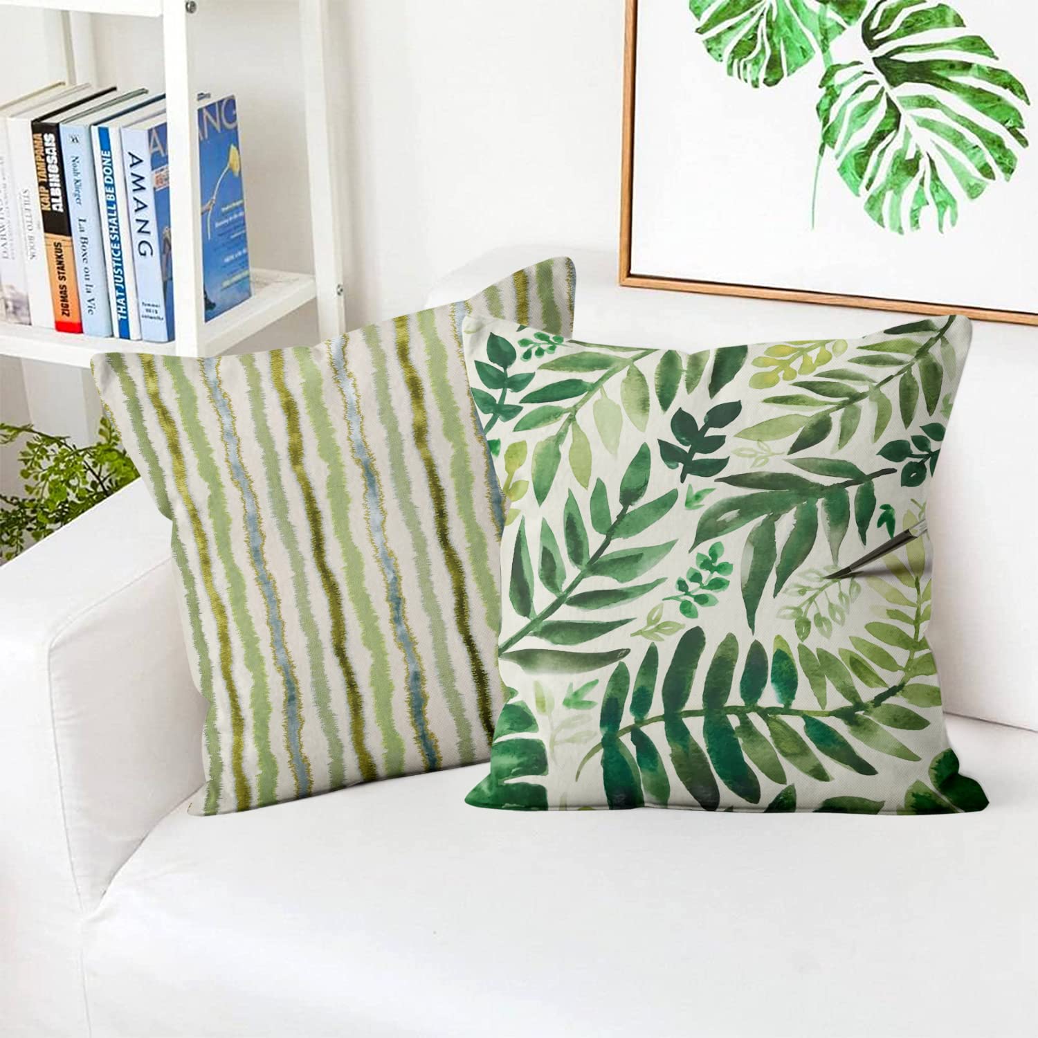 Fundas De Cojines 40x40 CM Exterior Fundas Cojines Impermeable Funda Cojin Plantas Tropicales Decorativo Verano Sofa Moderno Lino Por Salon Jardín Sofá Cojines Decoración 2 Piezas
