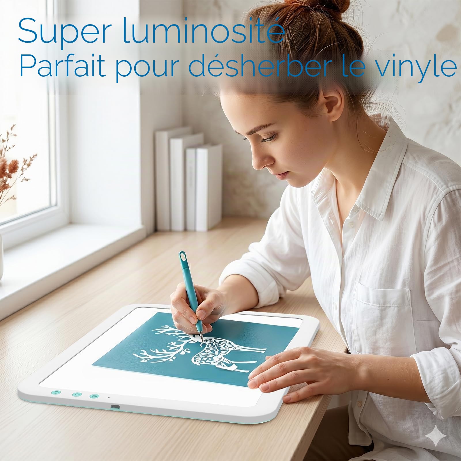 TOHETO Tablette lumineuse LED rechargeable A3 super lumineuse avec sac de transport pour outil de désherbage Cricut, batterie portable sans fil 3500 mAh pour traçage, peinture diamant, croquis et