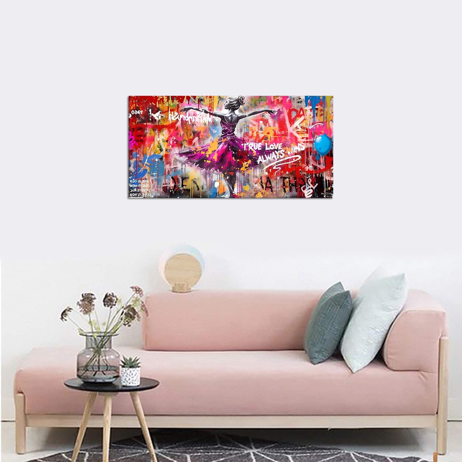 Novatique Banksy Wall Art Modern Graffiti Wall Art Street Girl Dancing Picture Abstract Graffiti Posters Modern Painting Home Decor for Living Room Bedroom, 16x32inch