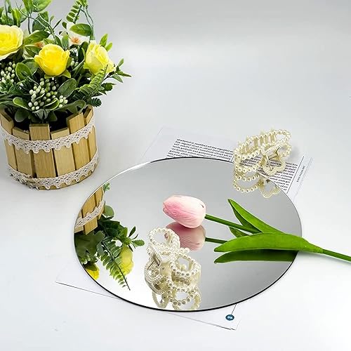 Miniatura 9 de DARENYI Espejo redondo de vidrio de 8 pulgadas, sin marco, para montar en la pared, placas circulares autoadhesivas para el hogar, baño, sala de