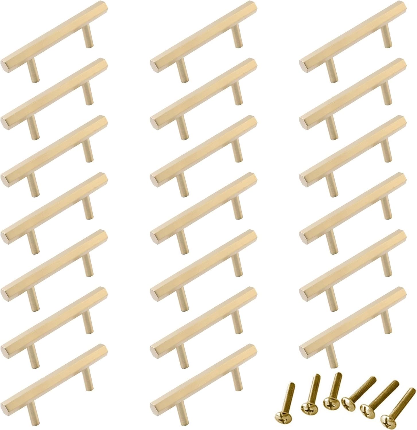 20 Pack Cabinet Pulls,Modern Brushed Brass Gold Drawer Handles,224mm Kitchen Cabinet Door Pulls,Solid Furniture Hardware for Wardrobe,Shoe Cabinet,Desk,Dresser(Size:192 mm)