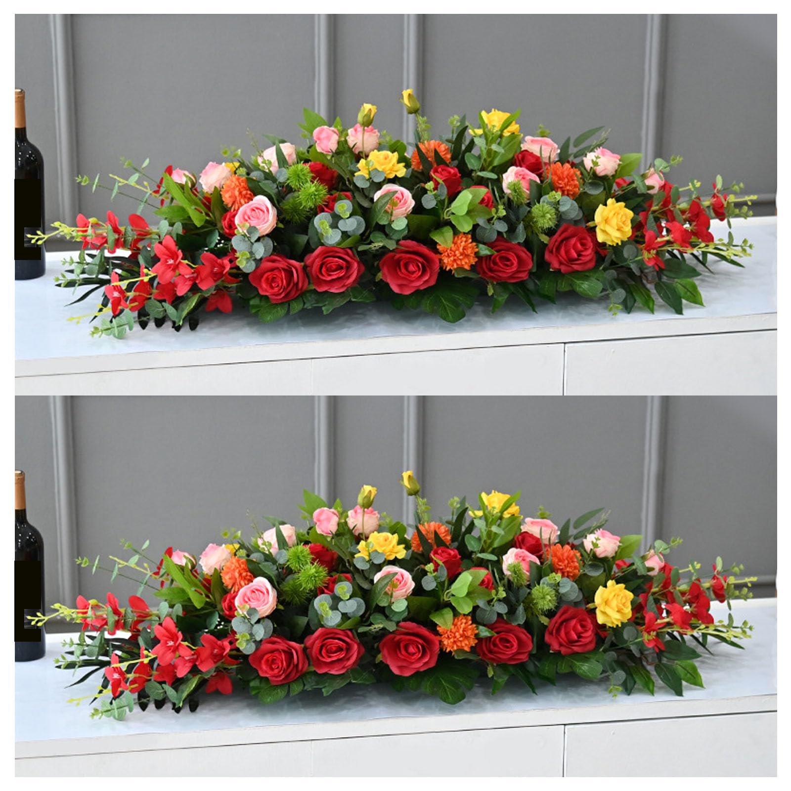 Office Lobby Floral, Corporate Meeting Table Decor, Business Event Arrangement, Stylish Faux Floral Decoration For Office Venues, Corporate Meeting(Size:100×40×25cm (39.37×15.75×9.84in),Color:B-2 Pcs)