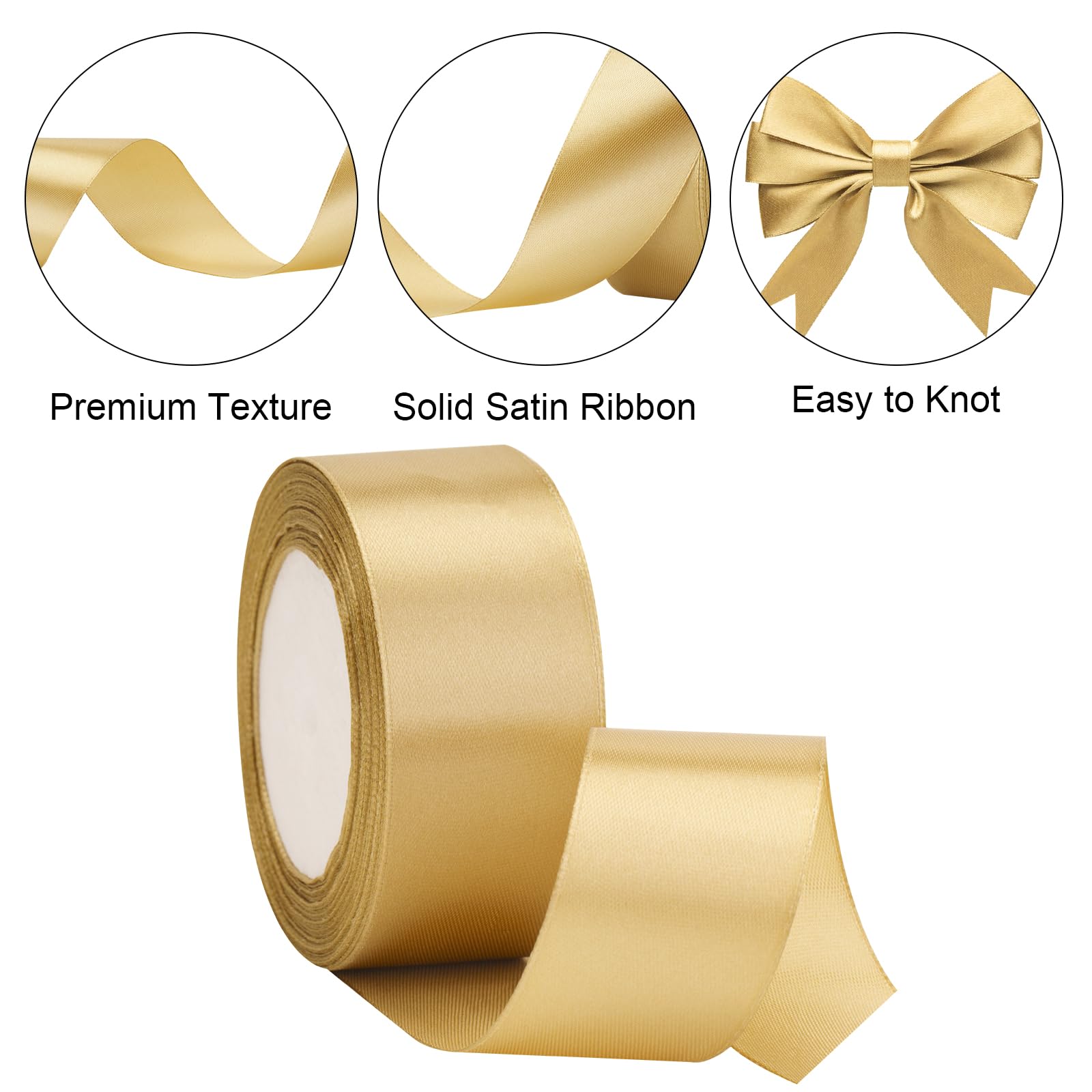 G2PLUS Gold Satin Ribbons 40mm: Wide Fabric Ribbons for Gift Wrapping Cake Decoration & Crafting, 22m, 40mm-22m-1pc - Image 3