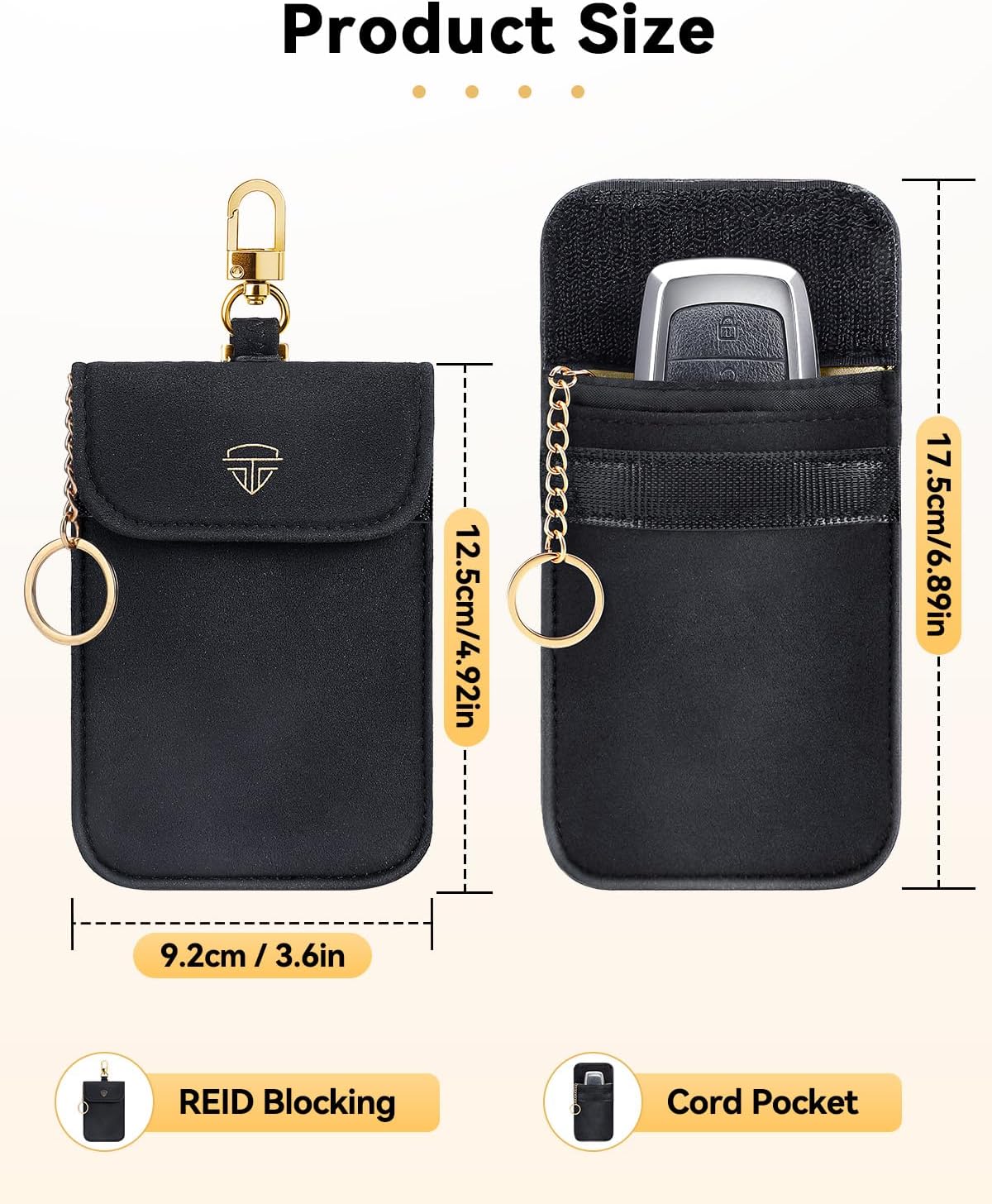 ZEXMTE Faraday Key Fob Protector,2 Pack Faraday Bags for Car Keys with Wristband,Suede Leather Key Fob Protector, Car RFID Signal Blocking Holder, Anti-Theft Key Protector Case