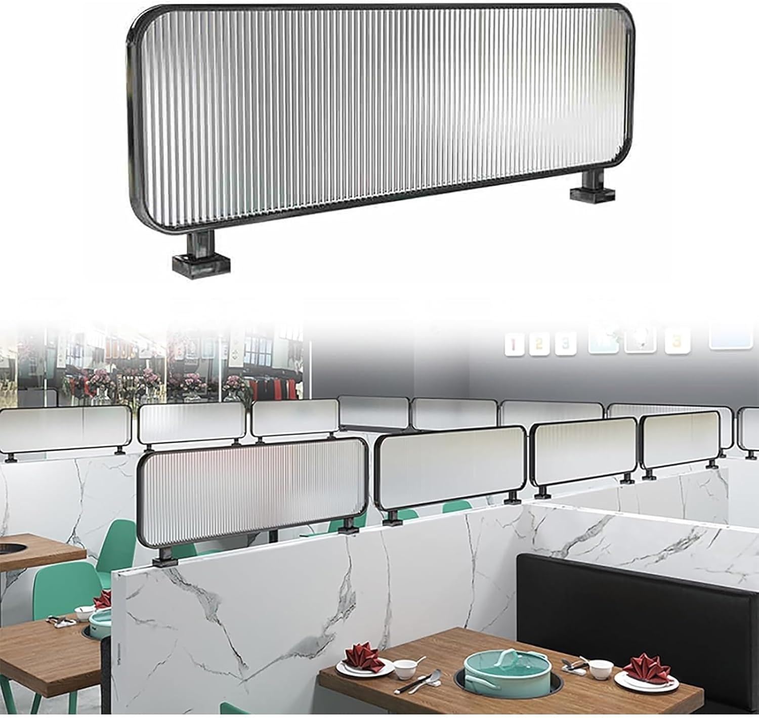 Glass Room Divider Office Partition Tempered Glass Panels Table Dividers Panels Partitions，Stylish Glass Partition – Elegant Room Divider for Dining Areas Kitchen Office Restaurant & Ho