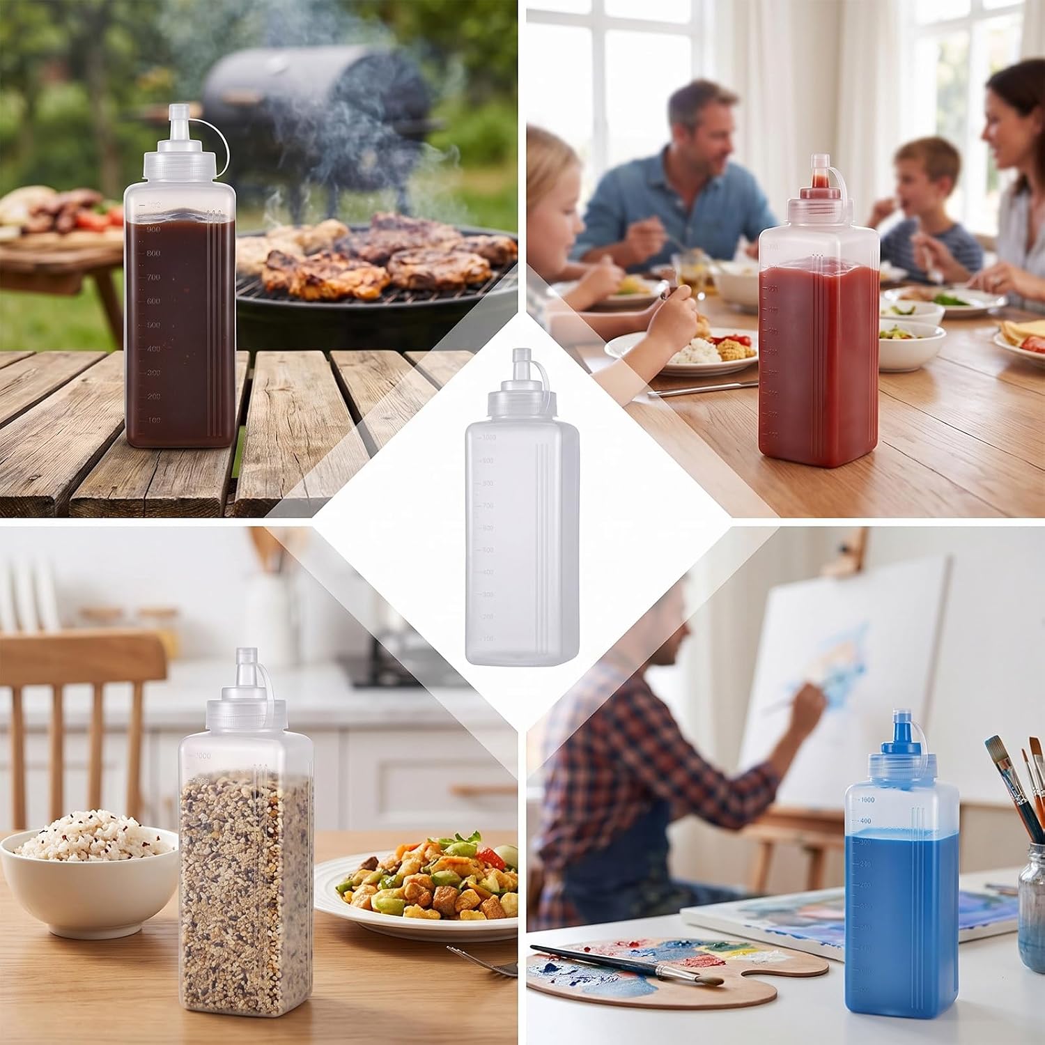 Large Squeeze Bottle, 1000ml Leak Proof Squeeze Bottles for Sauce