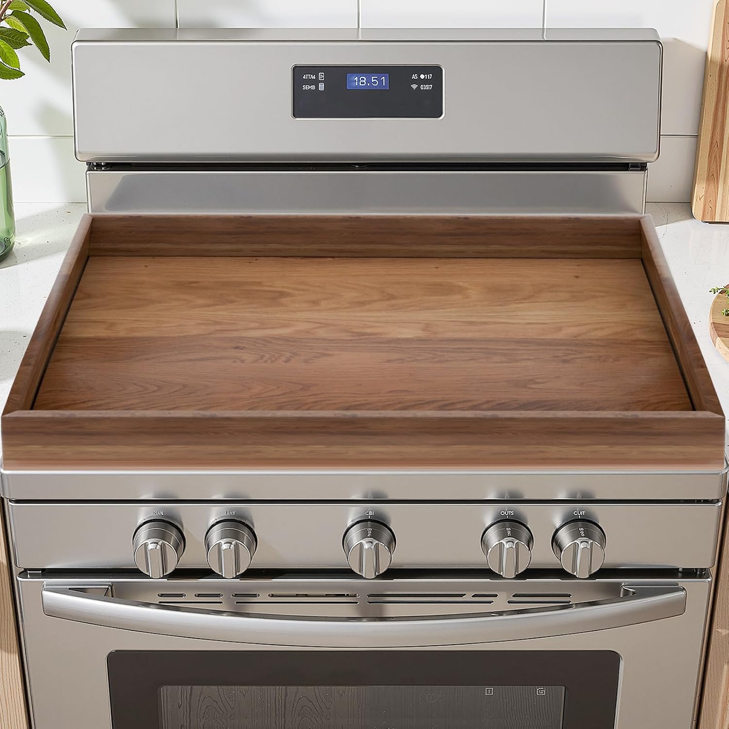 Gas Stove Top Cover: Acacia 30 * 22 Inches Electric Stovetop Covers, Noodle Board with Handles, Wood RV Cutting Board for Kitchen Counter Acacia(0.6" thickness)