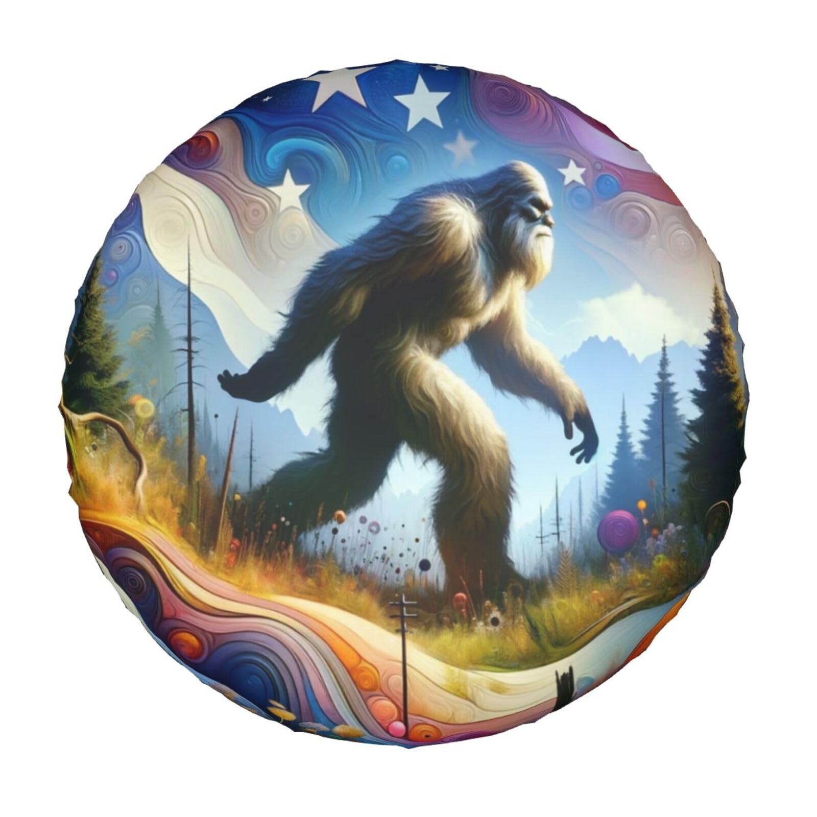 Artistic Bigfoot Spare Tire Cover, Wheel Covers Tire Protector Water-Resistant Dust-Proof Universal Fit for Rv Spare Tire Cover Trailer SUV Camper Vehicle 15