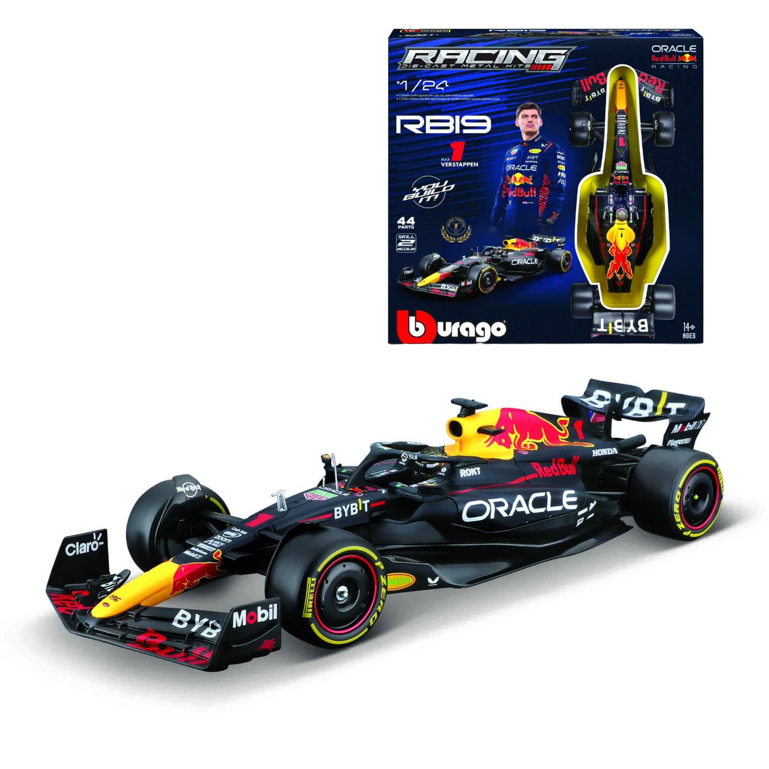 Bburago Build-It-Yourself Die-Cast Formula 1 F1 Model Kit - Red Bull Racing RB19 -Verstappen - 1:24 Scale - Exceptionally Detailed Collectable Replica Race Car