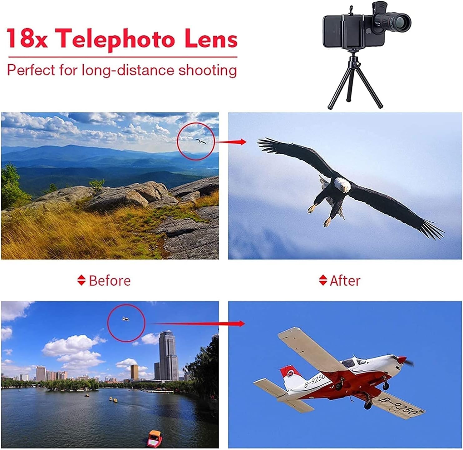 Phone Lens Phone Camera Lens, High Power Monocular with Smartphone Holder & Tripod,for Bird Watching, Camping, Hiking image 4