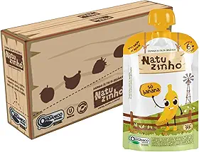 Natuzinho, Kit com 6 Papinhas Orgânicas para Bebê, Sabor Banana, Sem Açúcar, Aditivos ou Conservantes, Ideal para Introdução Alimentar, 99g cada
