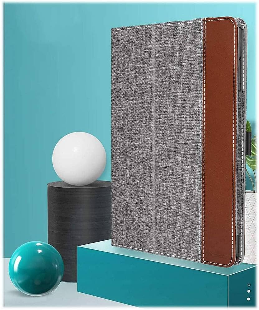 SaharaCase Hand Strap Case for Amazon Kindle Fire HD 8 & HD 8 Plus (10th Gen 2020 & 12th Gen 2022) [Shockproof Bumper] Rugged Antislip Grip Integrated Kickstand Slim Fit - Gray/Brown