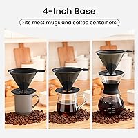 Vista 6 de 【2.0 mejorado】 Cafetera de acero inoxidable, filtro de café de goteo reutilizable sin papel y colador de café para una sola taza de preparación a