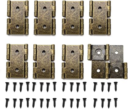 Folding Screen Gate Hinges Retro Style Double-Acting Door Hinges with Mounting Screws - 8 PCS Bronze