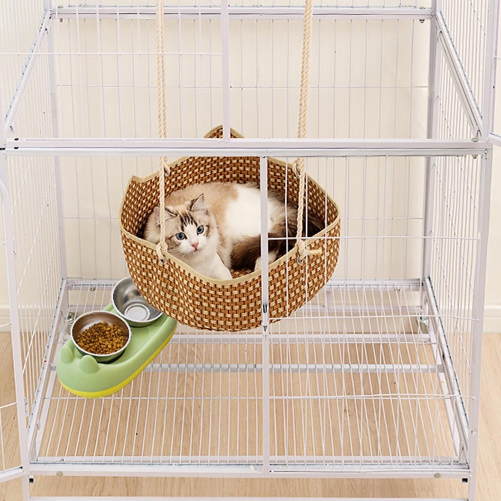 Rattan-Katzennest, Hängematte, Hängendes Gewebtes Rattan-Katzennest, Atmungsaktives Kätzchenbett, Katzenkorb for Schlafen, Gemütlicher Kätzchen-Hängekorb, Platzsparendes Bett for Spielen