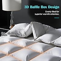 Vista 7 de California King Goose Feather Down Fiber Comforter, 100% Cotton Cover Ultra Soft Fluffy Duvet Insert, All Season Luxurious Hotel Bedding Comforter