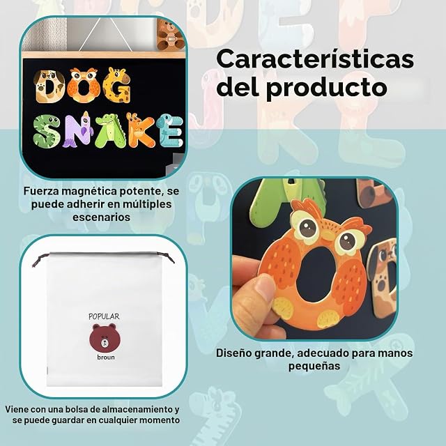 Foto 3 de 7 de Letras magnéticas, imanes de alfabeto ABC para nevera, ortografía educativa, juegos educativos, niños pequeños