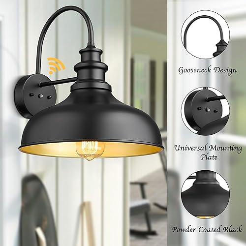 Miniatura 5 de Bestshared Luces de pared del atardecer al amanecer luz de granero de cuello de cisne de granja aplique de pared al aire libre linterna de acabado