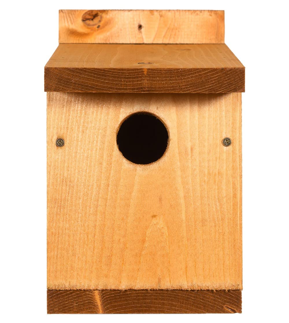 Happy Beaks Classic Garden Bird Nesting Box Traditional Redwood Wooden Bird House 30mm Hole ideal for Smaller Birds (Classic Nest Box x1)