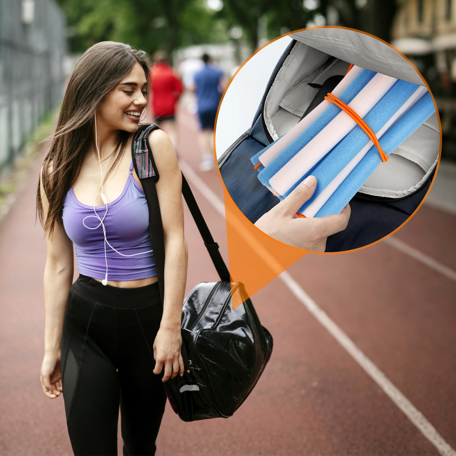 meiqidi 2 Pack Elastic Crossbar, 32.8 ft High Jump Training Equipment, Long Pole Vault Elastic Bungee Cord for High Jump Practice, Adjustable Track Long High Jump Bungee Elastic Crossbar