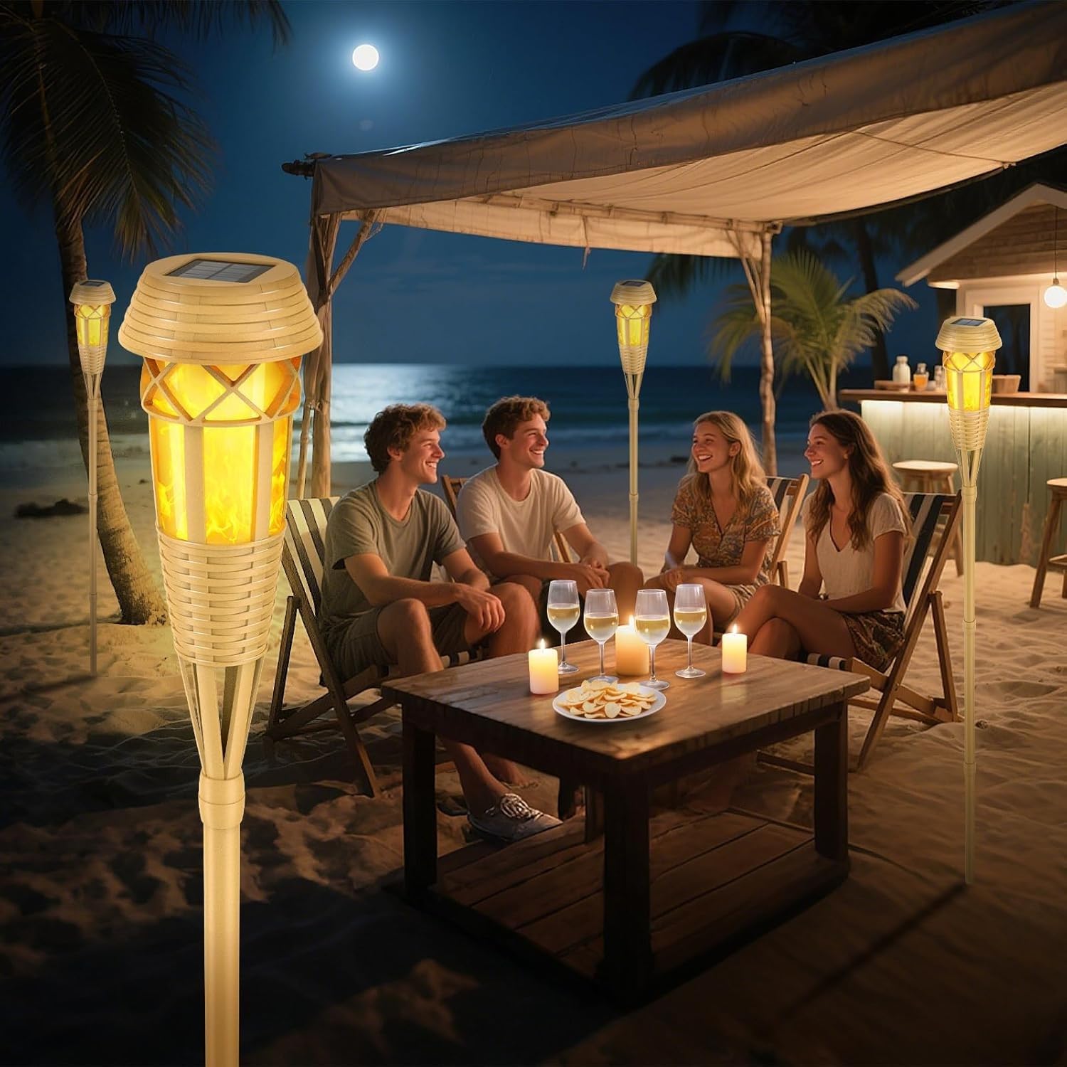 Solar Außenleuchten - Solar Fackel Lichter mit flackernder Flamme für Garten Dekor, Wasserdichte Solar Gartenleuchten, Outdoor Terrasse & Weg Hof Dekorationen mit Flammenfackeln - 2 Pack