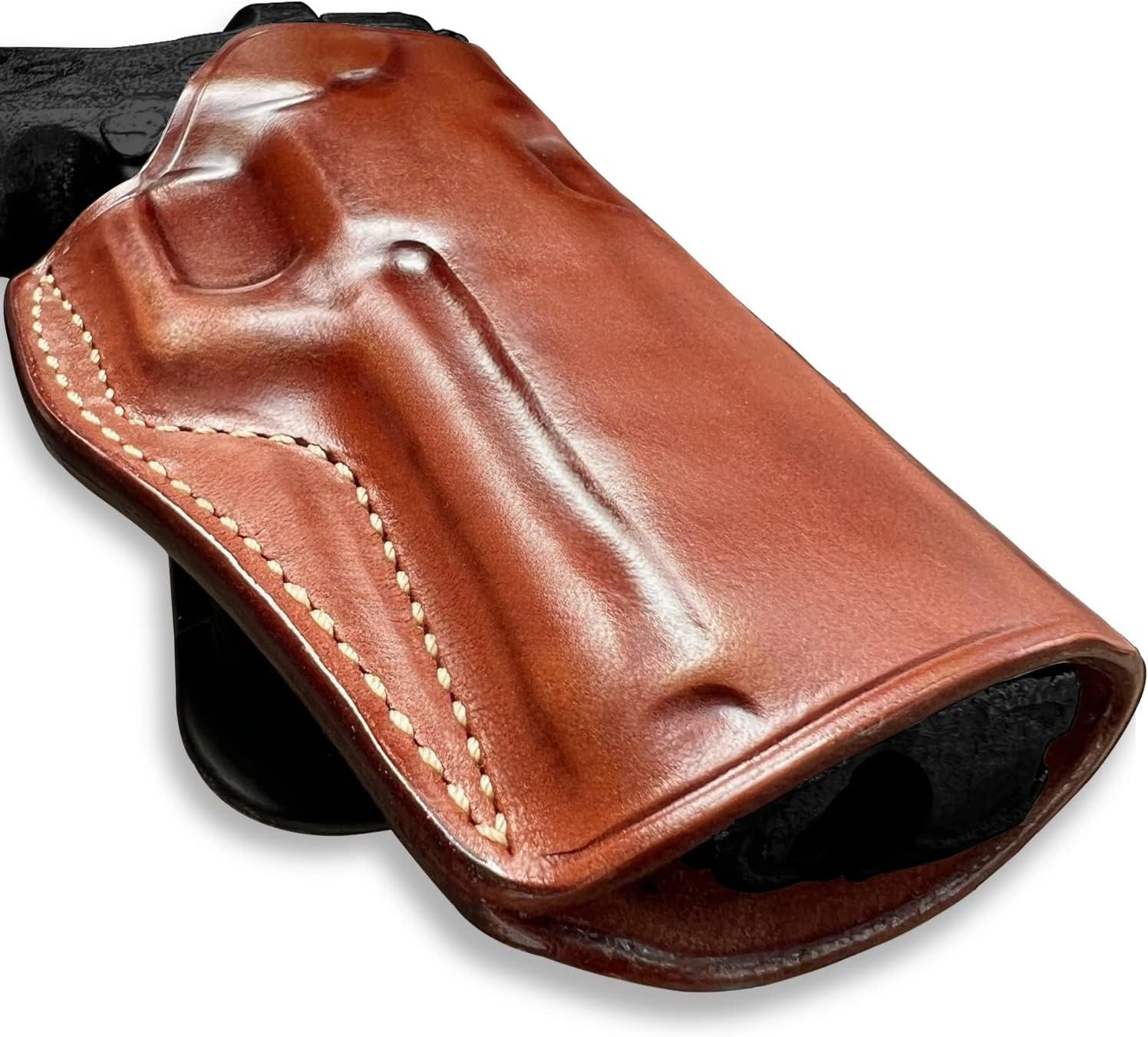 Premium Leather OWB Paddle Holster Open Top Fits CZ P-10 F 9mm Full Size 4.5'', Right Hand Draw, Brown Color #1493#