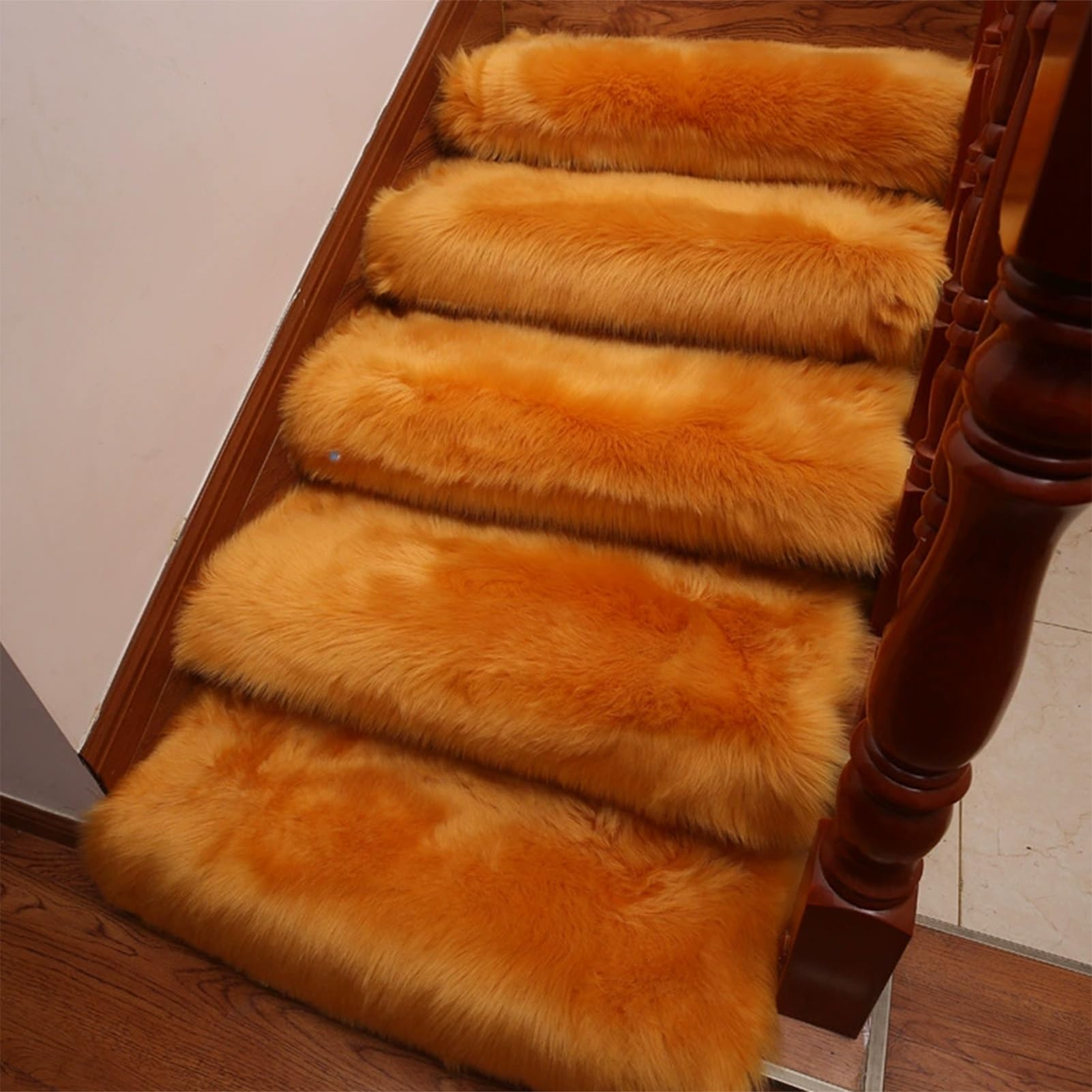 Peldaños antideslizantes escaleras con alfombras lavables suaves de 85x25 cm amarillas