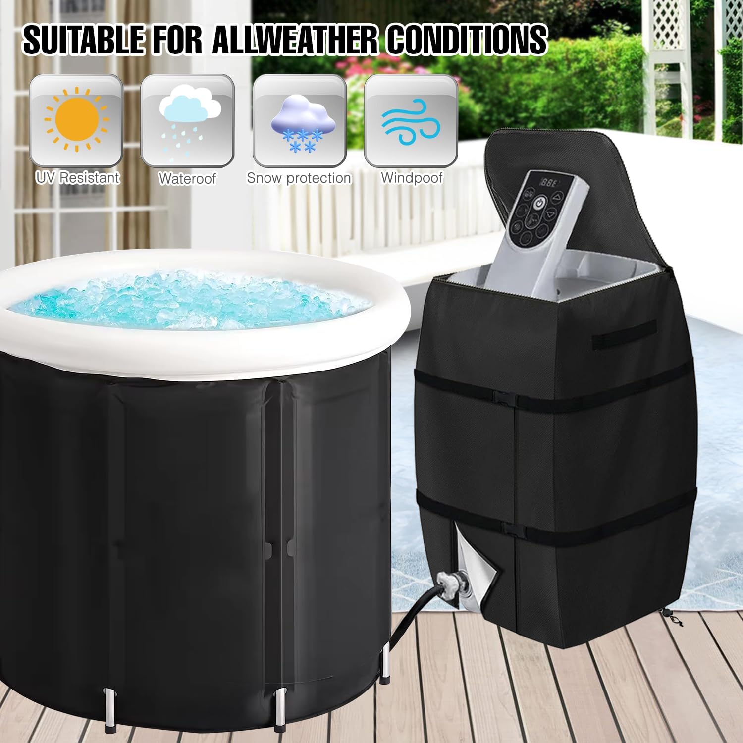 Hot Tub Spa Heater Pump Cover,Waterproof 600D Oxford Fabric Hot Tub Insulated Pump Cover,Black