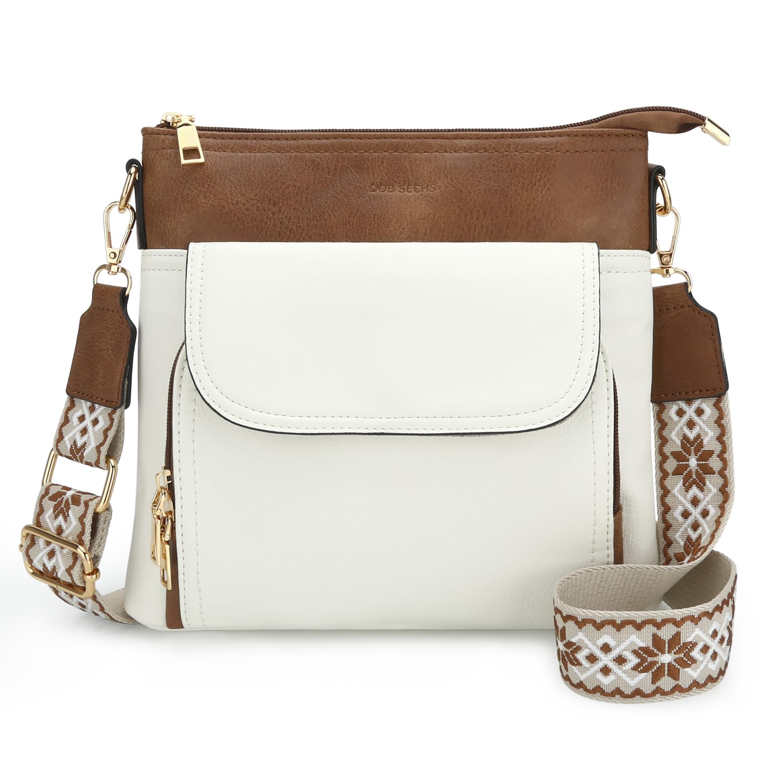 DOB SECHS Umhängetasche aus weichem PU-Leder für Damen, Klein Handtasche mit mehreren Taschen, Crossbody Bag Tasche Schultertasche mit verstellbarer Schultergurt