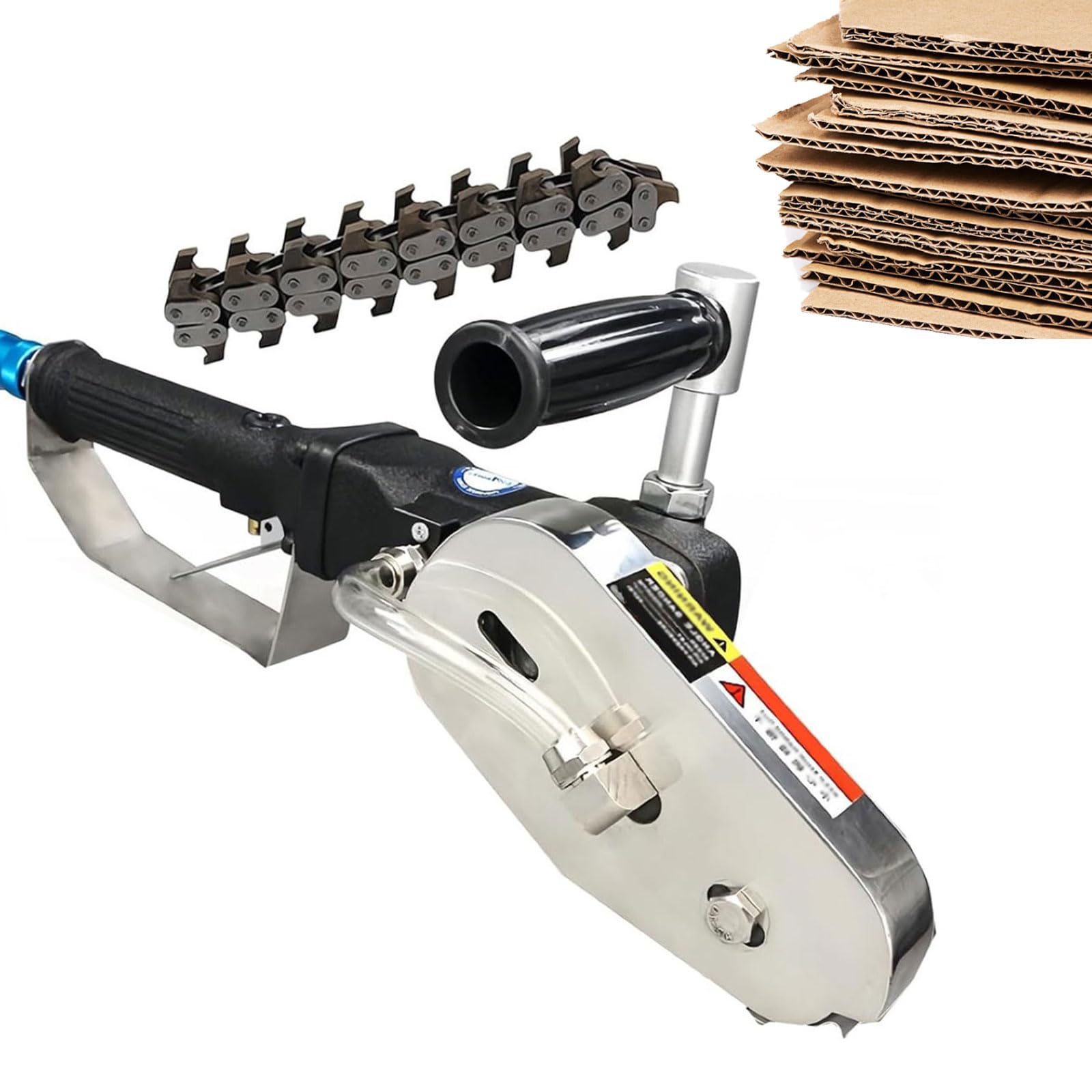Eiwitany Industrial Pneumatic Waste Stripper with Alloy Steel Chain, Black Carton Cardboard Waste Paper Stripping & Trimming Machine (Black 8mm)
