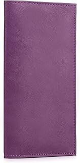 Leather Checkbook Cover for Top & Side Tear Registers Duplicate Checks with Plastic Insert Flap Card Holder Pen Hoop Slim Wallet for Men Women