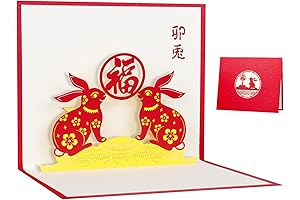 SICOHOME 2023 Lunar New Year Pop-Up Greeting Card for the Year of the Rabbit