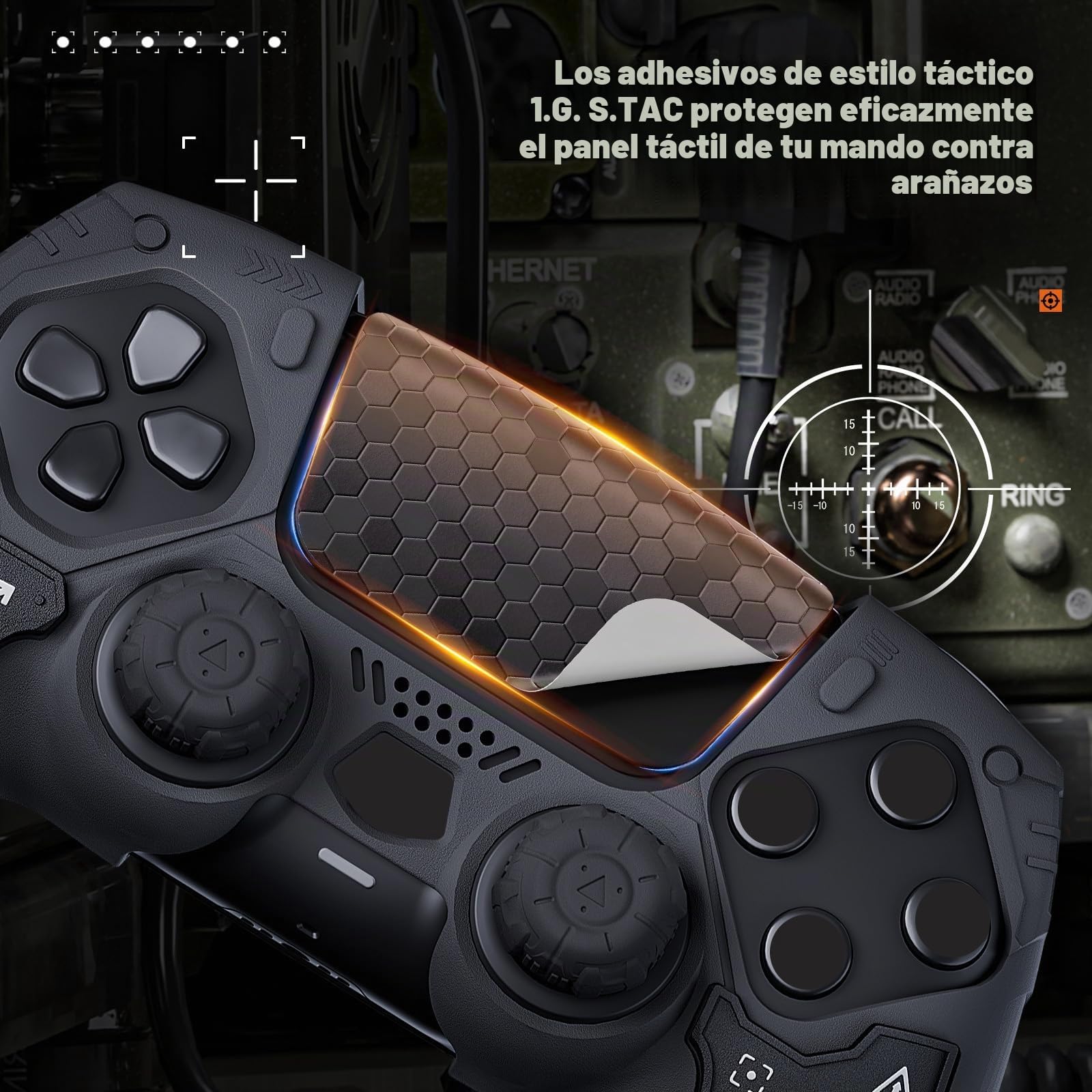 GeekShare Funda Protectora Antideslizante de Silicona para Mando inalámbrico PS5 con 2 Tapas para el Pulgar y 2 Pegatinas, Color Negro