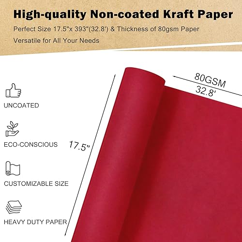 Miniatura 2 de RUSPEPA Rollo de papel kraft  17.5 pulgadas x 32.8 pies  Papel reciclable perfecto para envolver, manualidades, embalaje, revestimiento de pisos,