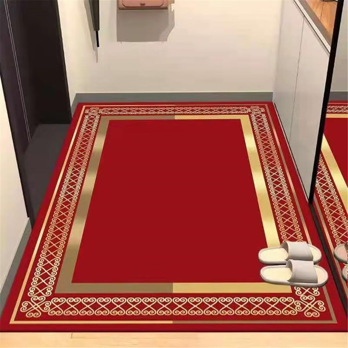 Tapis de salon lavable rouge 80x150 anti-taches pour chambre enfant