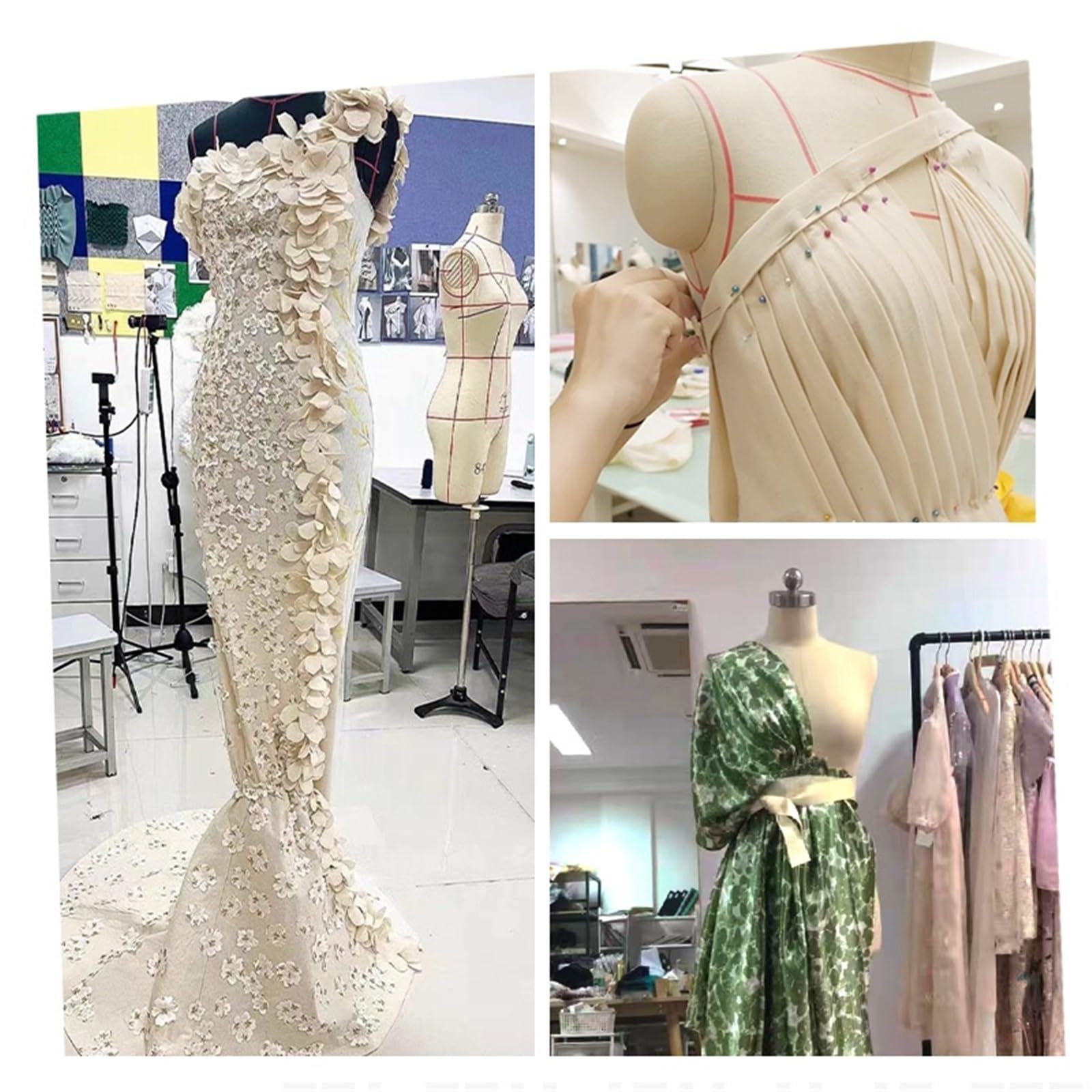 Manichino da Sarto Manichini da donna morbidi sartoria, manichini a mezzo busto in schiuma, professionali in con tipo di spillo(White)