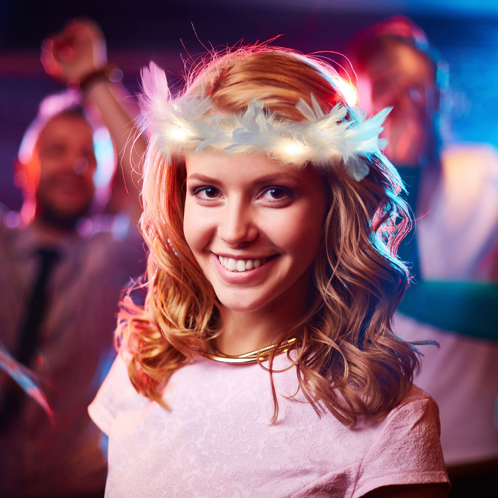 Light Up Flower Crown Headband Glow in Dark for Parties Weddings Cosplay 12 Pack LED Flower Headband Crown - Glow in The Dark Party  main image 4