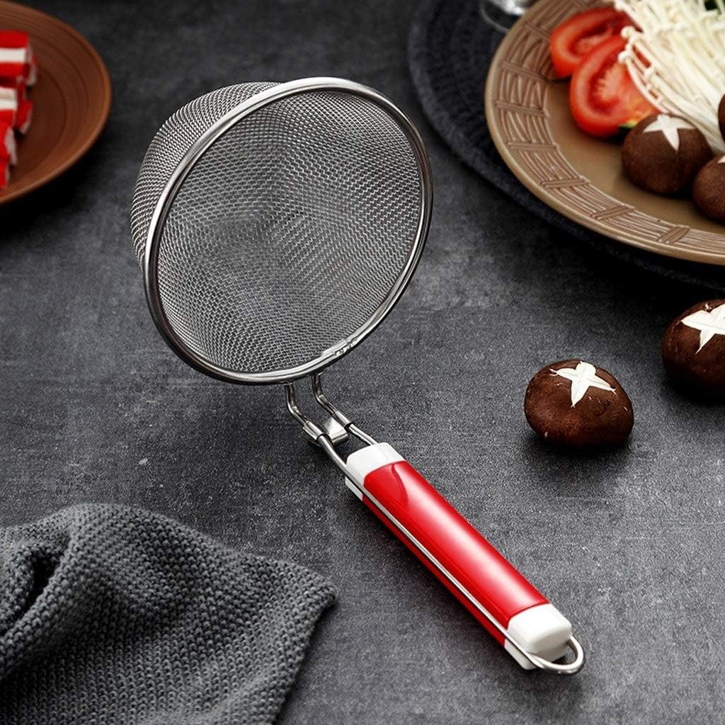 Leaky Spoon with Red Handle Stainless Steel Spider Strainer Skimmer Ladle Easy to Store 11.6 Inch Colander