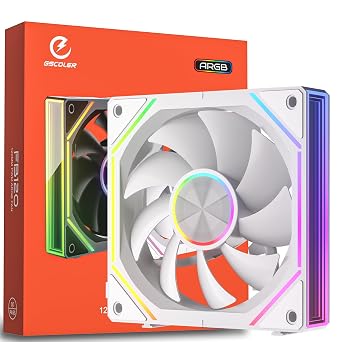 FB120-White 120mm Case Fan, Wireless Splicing/Daisy Chain Design, Infinity Mirror 16.8M Color ARGB PC Fan PWM Speed Control, Quiet Cooling for High Airflow PC Case, CPU Liquid Cooler